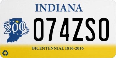 IN license plate 074ZSO