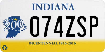 IN license plate 074ZSP