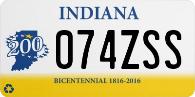 IN license plate 074ZSS