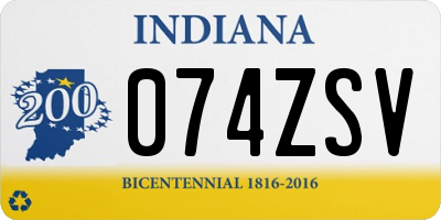 IN license plate 074ZSV
