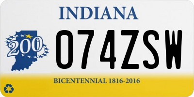 IN license plate 074ZSW