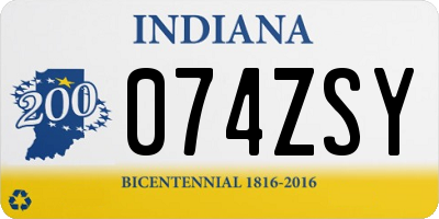 IN license plate 074ZSY