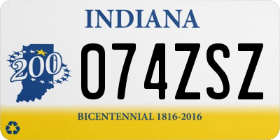 IN license plate 074ZSZ