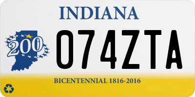 IN license plate 074ZTA