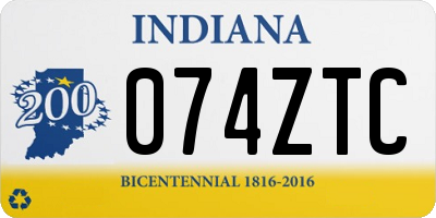 IN license plate 074ZTC