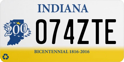 IN license plate 074ZTE