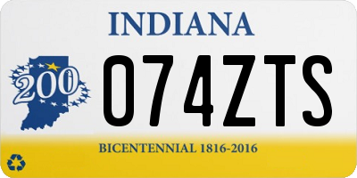 IN license plate 074ZTS