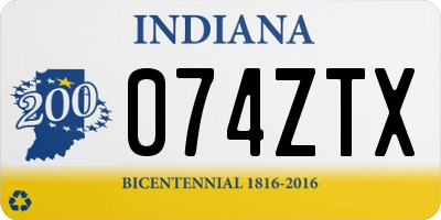 IN license plate 074ZTX