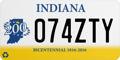 IN license plate 074ZTY