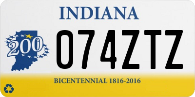 IN license plate 074ZTZ