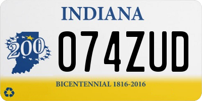 IN license plate 074ZUD