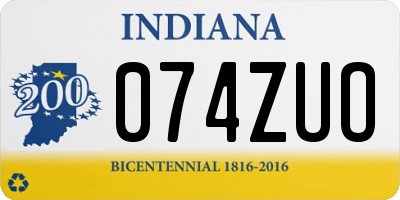 IN license plate 074ZUO