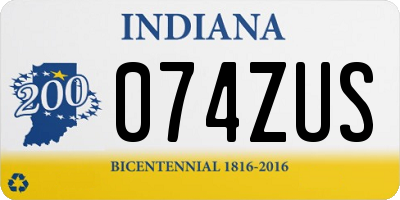IN license plate 074ZUS
