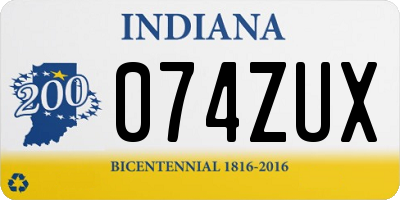 IN license plate 074ZUX