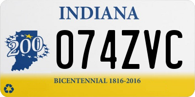 IN license plate 074ZVC