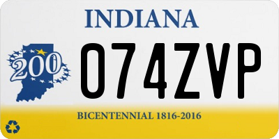 IN license plate 074ZVP