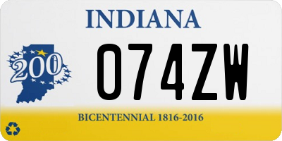 IN license plate 074ZW