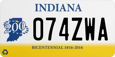 IN license plate 074ZWA