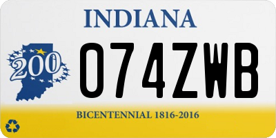 IN license plate 074ZWB