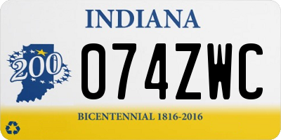 IN license plate 074ZWC