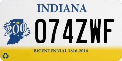 IN license plate 074ZWF