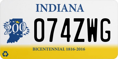 IN license plate 074ZWG