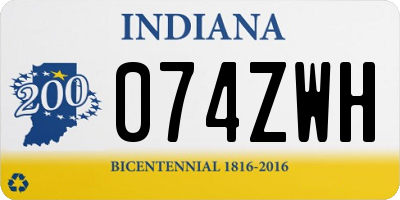 IN license plate 074ZWH