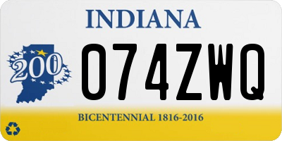 IN license plate 074ZWQ