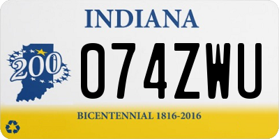 IN license plate 074ZWU