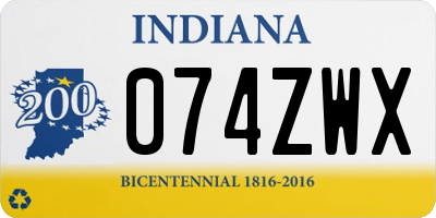 IN license plate 074ZWX
