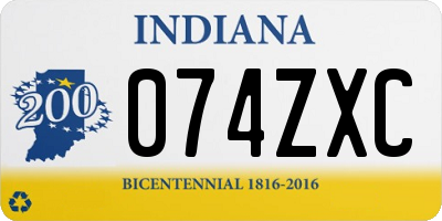 IN license plate 074ZXC