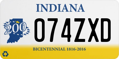 IN license plate 074ZXD