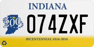 IN license plate 074ZXF