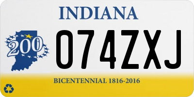 IN license plate 074ZXJ