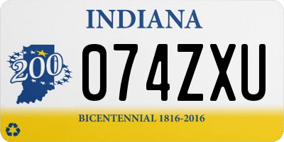 IN license plate 074ZXU