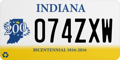 IN license plate 074ZXW