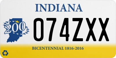 IN license plate 074ZXX