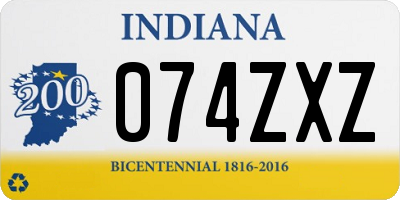 IN license plate 074ZXZ