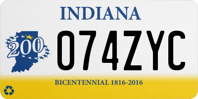 IN license plate 074ZYC