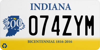 IN license plate 074ZYM