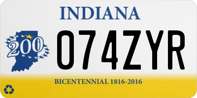 IN license plate 074ZYR