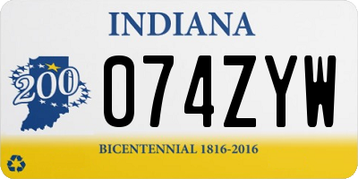 IN license plate 074ZYW