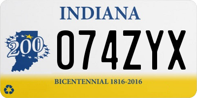 IN license plate 074ZYX
