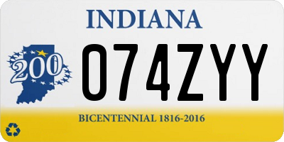 IN license plate 074ZYY