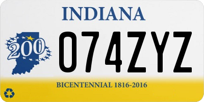 IN license plate 074ZYZ