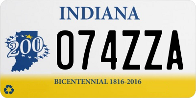 IN license plate 074ZZA