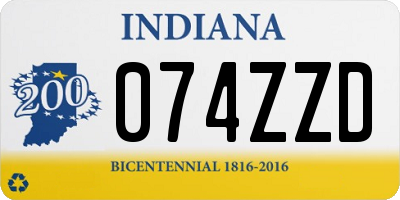 IN license plate 074ZZD