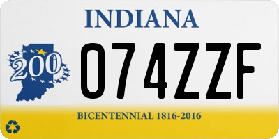 IN license plate 074ZZF