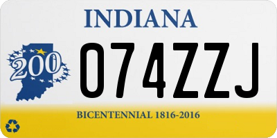IN license plate 074ZZJ
