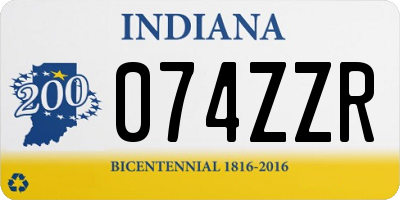IN license plate 074ZZR
